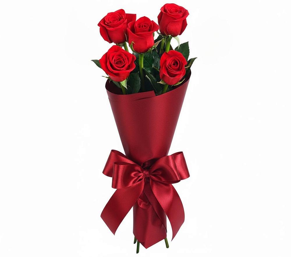 Букет 5 Красных роз Эдлесс Лав в Змейской