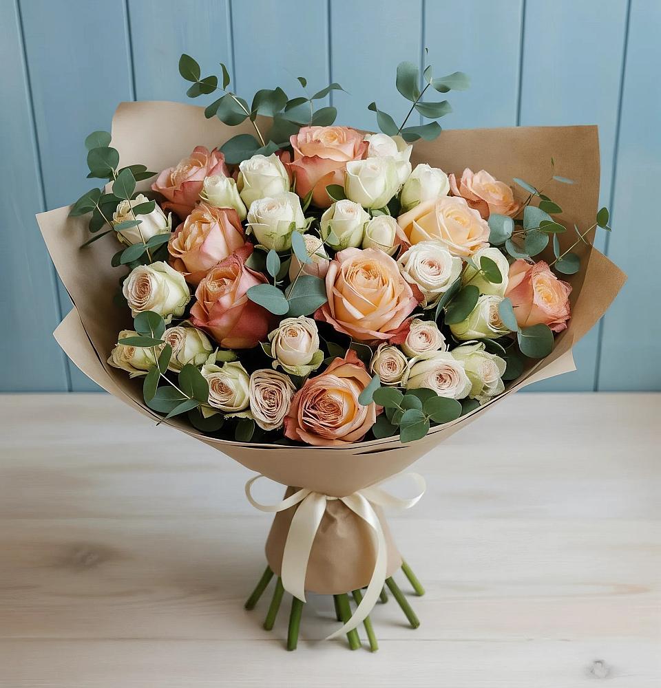 Букет цветов из: Альстромерии и Розы в Змейской