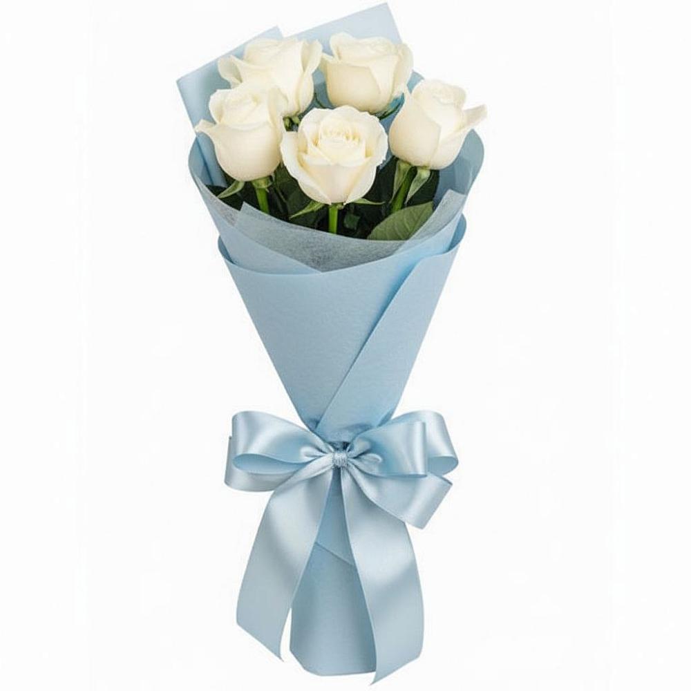 Букет 5 Белых роз Проуд в Змейской