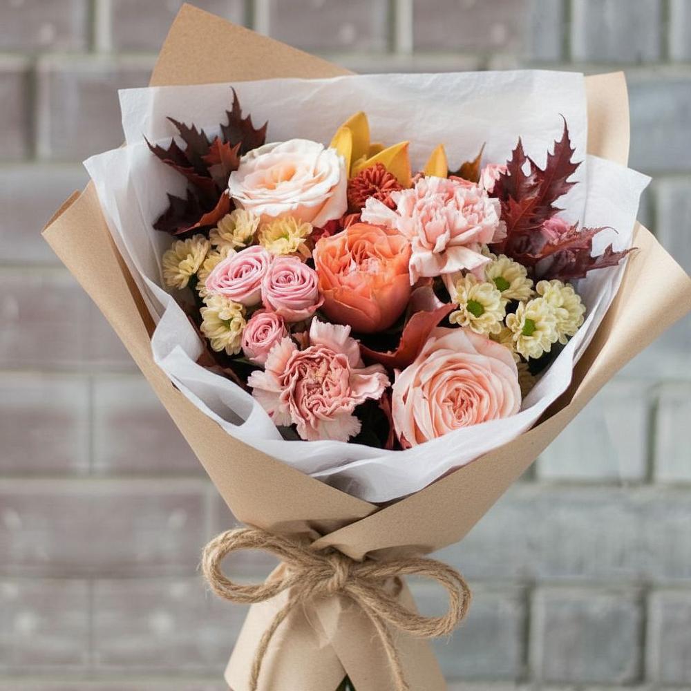 Букет цветов из: Гвоздики, Хризантемы и Розы в Змейской