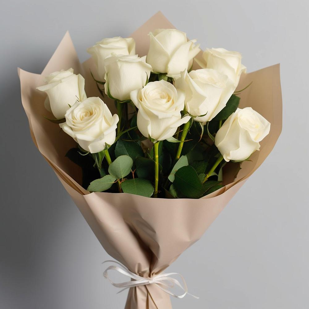 Букет 9 Белых роз Эдлесс Лав в Змейской