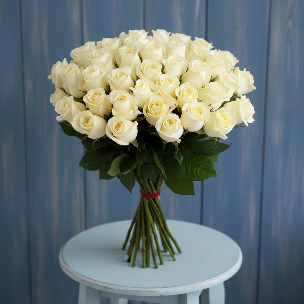 Букет 51 Белая роза Эдлесс Лав в Змейской