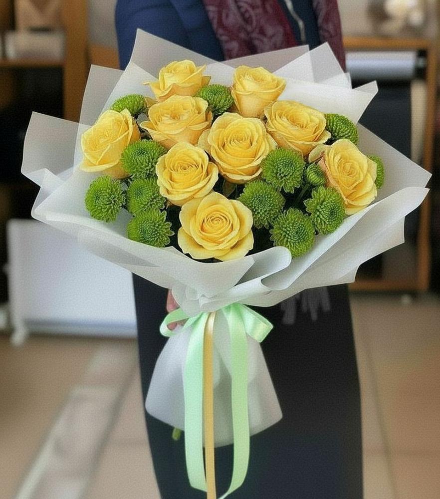 Букет цветов из: Хризантемы и Розы в Змейской