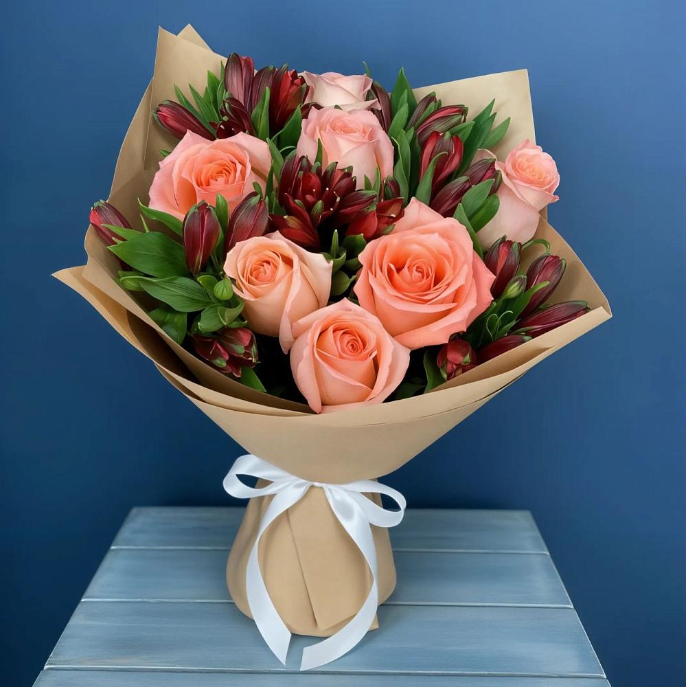 Букет цветов из: Розы и Альстромерии в Змейской