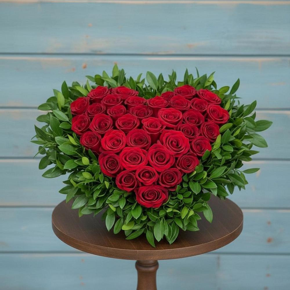 Цветочная композиция из Розы в виде сердца в Змейской