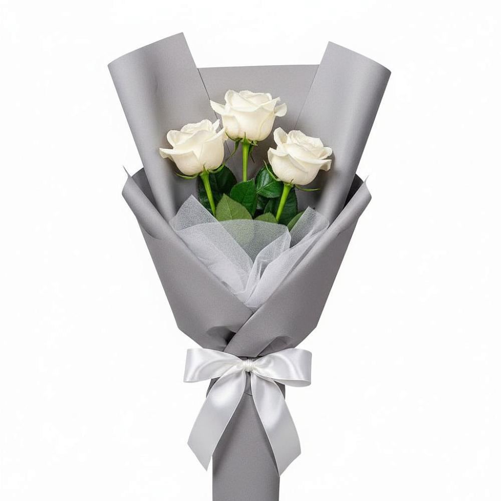 Букет 3 белые розы в Змейской