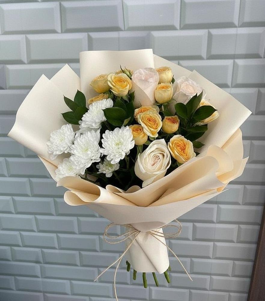 Букет цветов из: Розы и Хризантемы в Змейской