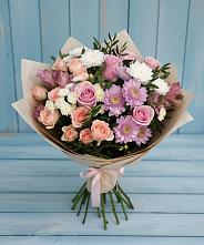 Букет цветов из:  Хризантемы, Розы и Альстромерии #REPLACE_PRED# Змейской