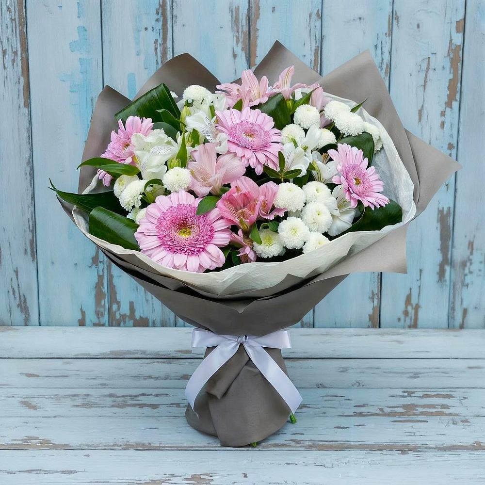 Букет цветов из: Герберы, Альстромерии и Хризантемы в Змейской